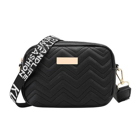 Women's Printed White Shoulder Strap Crossbody Small Square Bag Avy Pattern Embroidered