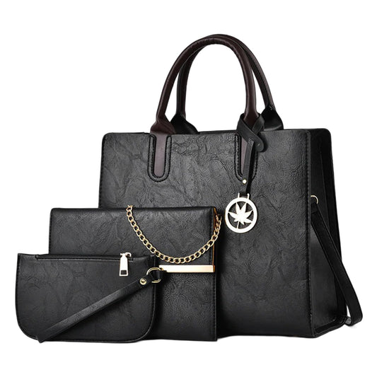 Xshe 3-Piece Women's Handbag, Sling Bag & Wallet Set | Large Capacity Handbag Set | Stylish Shoulder Tote for Daily & Party Use