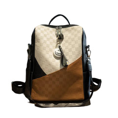 Xshe Women's Backpack – Textured Splicing Portable Shoulder Bag