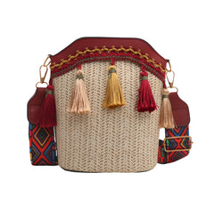 Xshe Sling Bag For Women's Pu Material With Bucket Type, Crossbody Ethnic Style Bag