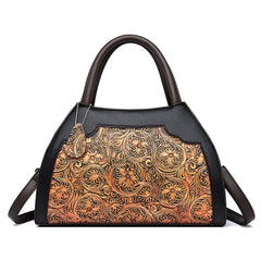 Xshe Women Vintage Embossed Tote Handbag – Elegant Pillow-Shaped Shoulder Bag with Zipper Closure