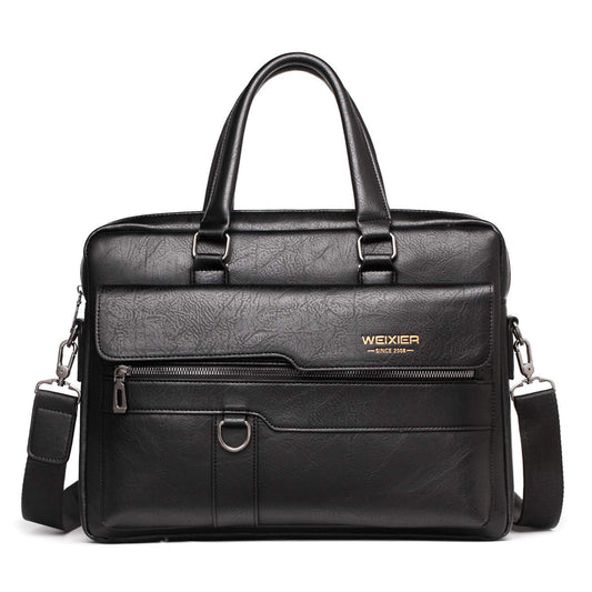 Men's Leather Briefcase Laptop Handbag Shoulder Messenger Bag Genuine Leather Retro Crossbody Personality Business Office College Travel Weekend