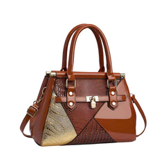Xshe Women's Designer Handbag Stylish Shoulder Bag with Contrast Patchwork Design