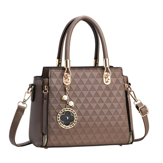Xshe Women's Large Capacity Handbag Fashionable One-Shoulder & Crossbody Bag with Elegant Charm Pendant
