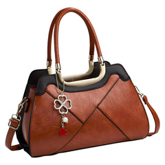 Xshe Women's Pillow-Shaped Handbag | Elegant Stitching & Contrast Color Design | Zipper Closure Bag for Daily Use