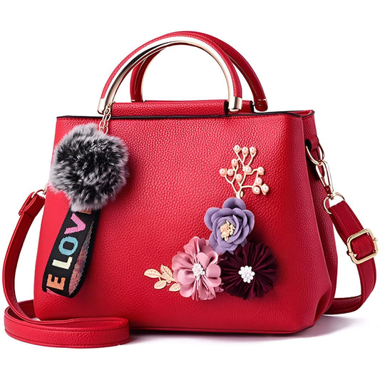 Xshe Women's Fashion Handbag 3D Flower Design One-Shoulder & Crossbody Bag Elegant & Versatile Purse for Daily Use