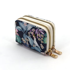 Xshe Women's Zip-Around  Wallet with Flower Pattern, multi-card slots and Coin Holder