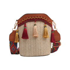 Xshe Sling Bag For Women's Pu Material With Bucket Type, Crossbody Ethnic Style Bag