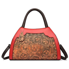 Xshe Women Vintage Embossed Tote Handbag – Elegant Pillow-Shaped Shoulder Bag with Zipper Closure