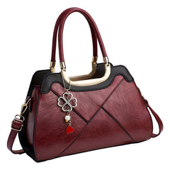 Xshe Women's Pillow-Shaped Handbag | Elegant Stitching & Contrast Color Design | Zipper Closure Bag for Daily Use