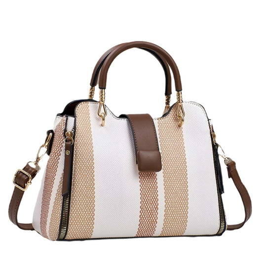 Xshe Women Elegant Woven-Texture Handbag  – Tote with Handles & Adjustable Shoulder Strap – Stylish Casual Bag