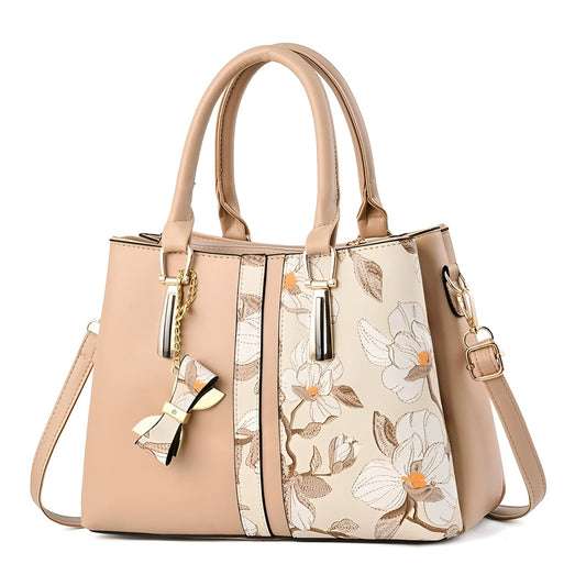 Xshe Women's Cross Border Handbag With Flower Printed large-capacity shoulder messenger bag