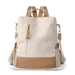 Xshe Women Elegant Textured Backpack – Stylish Design with Gold Zipper Accents, Ideal for Travel and Daily Use