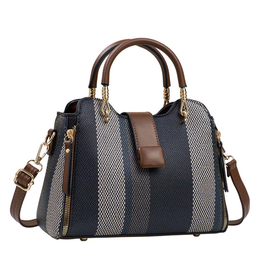 Xshe Women Elegant Woven-Texture Handbag  – Tote with Handles & Adjustable Shoulder Strap – Stylish Casual Bag