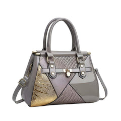 Xshe Women's Designer Handbag Stylish Shoulder Bag with Contrast Patchwork Design