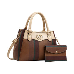 Xshe 2 Pcs Women's Stylish Contrast Color Handbag with Wallet | Medium Tote Bag with Shoulder Strap | Ideal for Daily Use & Gifting