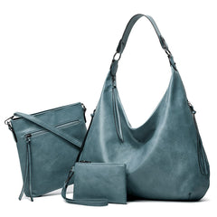 PACK OF 3 Women's Bags Large-Capacity Soft Leather Hobo Bag,Sling Bag With Clutch