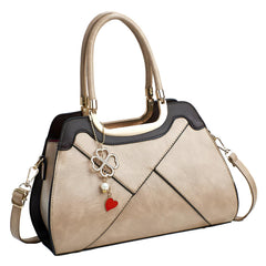 Xshe Women's Pillow-Shaped Handbag | Elegant Stitching & Contrast Color Design | Zipper Closure Bag for Daily Use
