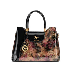 Xshe Women's Tote Bag – Floral Print & Embossed, Spacious Daily Shoulder Bag with Zipper Pockets and Cover Closure