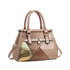 Xshe Women's Designer Handbag Stylish Shoulder Bag with Contrast Patchwork Design