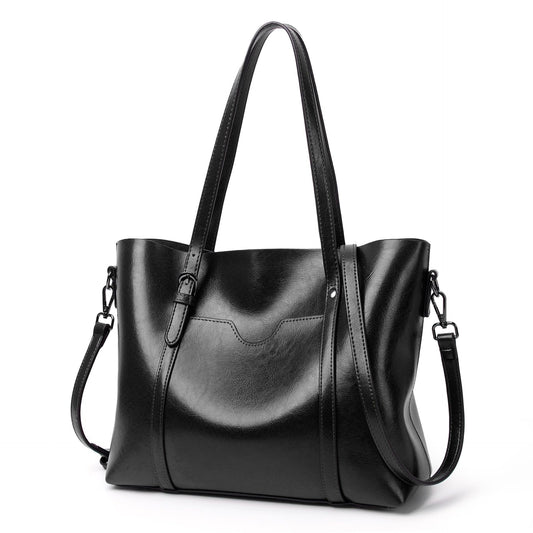 Women's Shoulder Leather Crossbody Tote Bag with Multiple Internal Pockets in Pretty Color