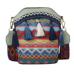 Xshe Sling Bag For Women's Pu Material With Bucket Type, Crossbody Ethnic Style Bag
